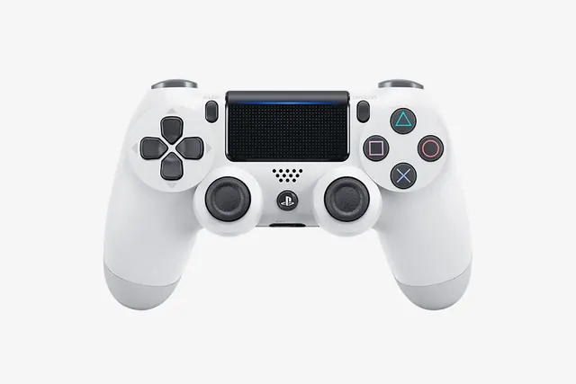White PlayStation DualShock controller, minimal, photographic, light