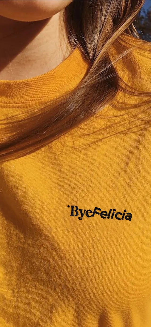 ByeFelicia Wordmark on Apparel