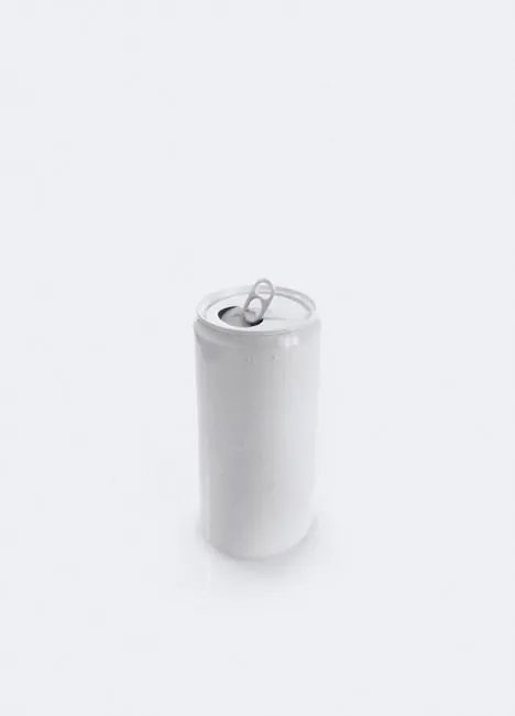 Minimal white speckled beverage can, minimal, photographic, light