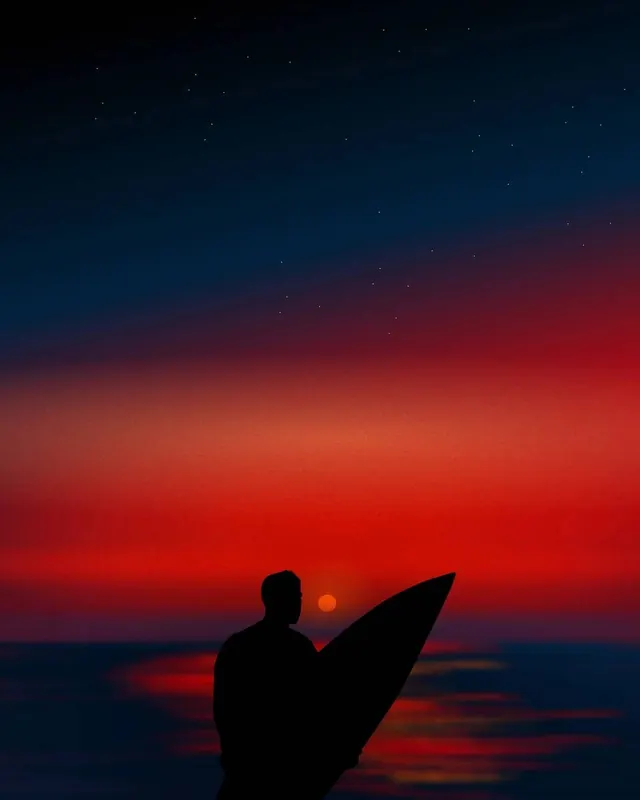 Surfer Silhouette at Sunset