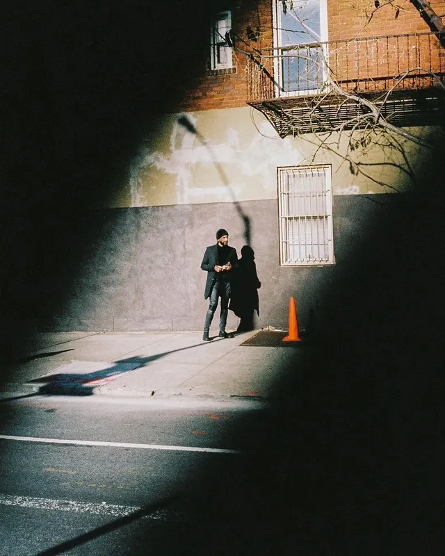 Urban Street Scene with Harsh Shadows