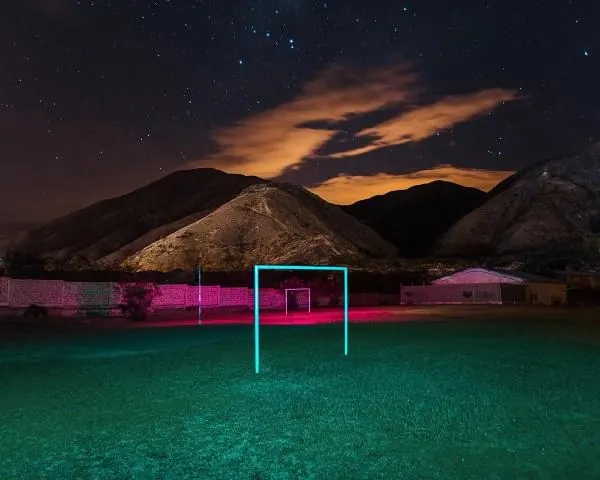 Neon Soccer Goal Night Landscape