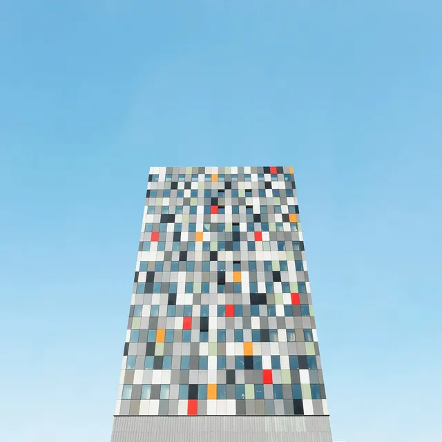Geometric Mosaic Building, geometric, minimal, vibrant
