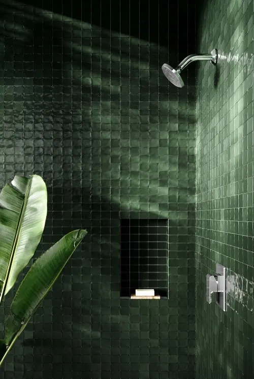 Dark Green Tiled Interior