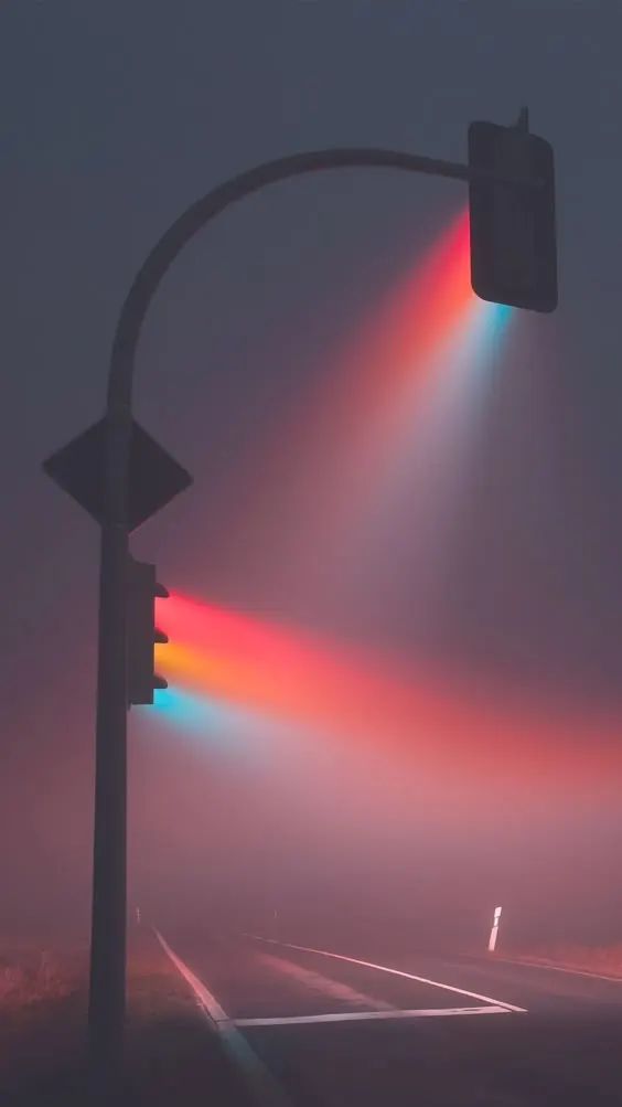Neon Streetlight at Night