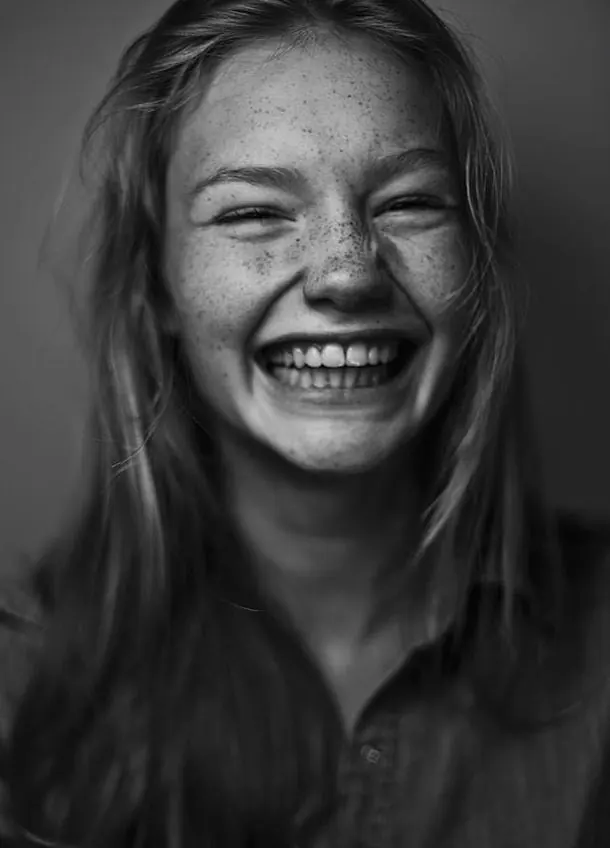 Monochrome Portrait of Smiling Woman