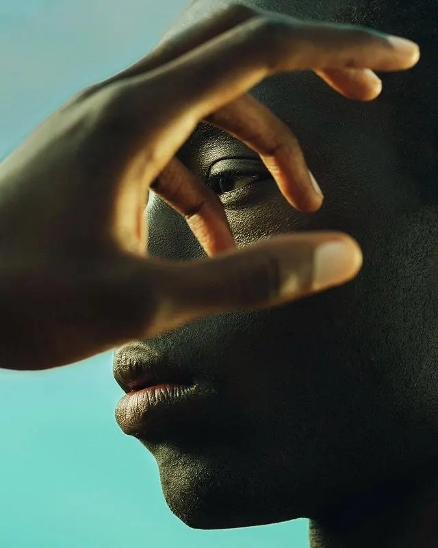 Close-up Portrait with Hand Gesture