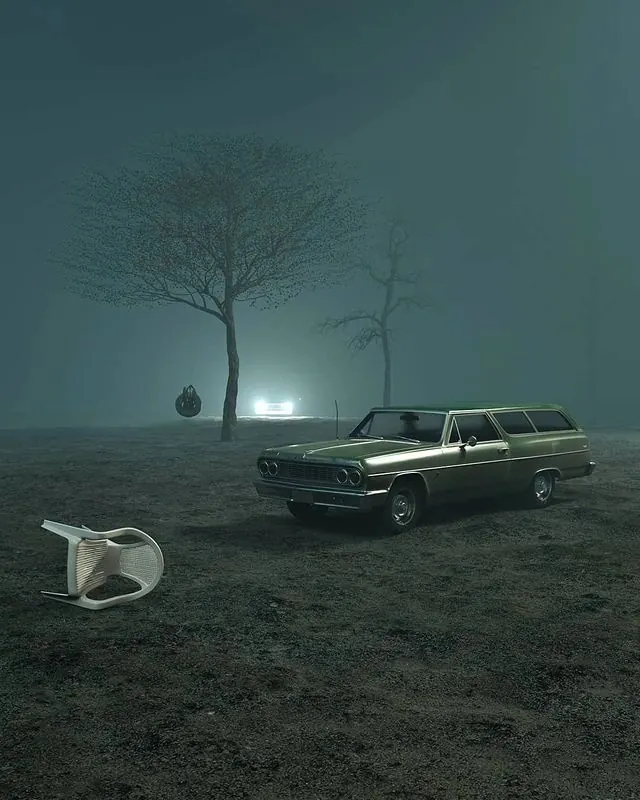 Foggy Night Limousine Scene