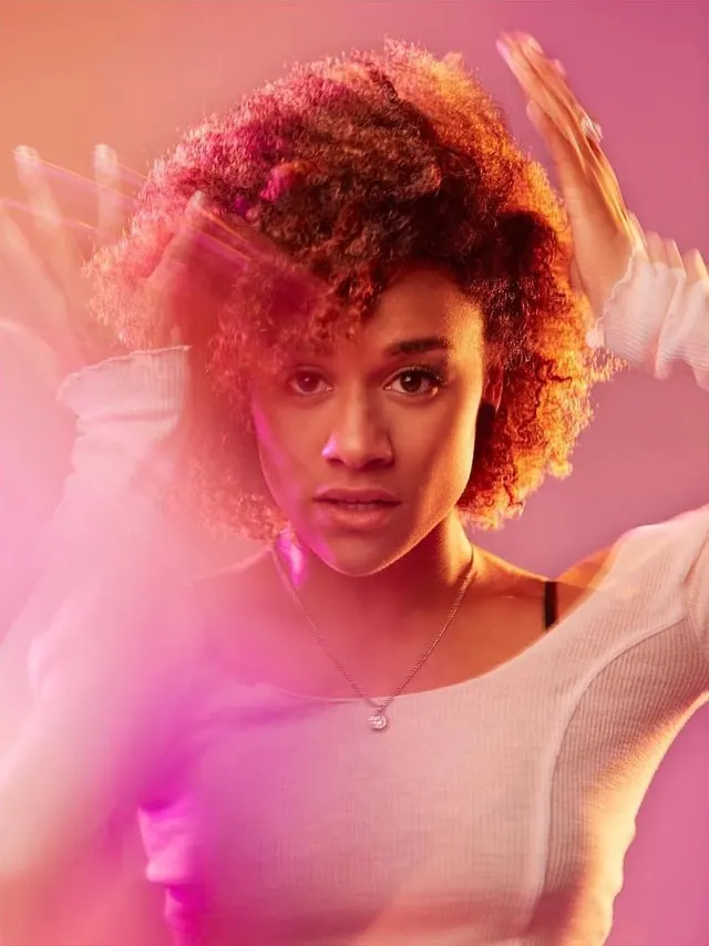 Portrait with Pink Light Overlay