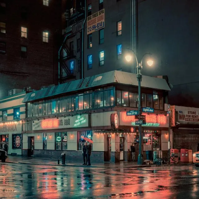 Nighttime Urban Street Scene