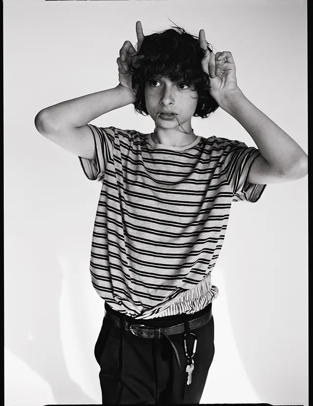Monochrome Portrait of a Man in Striped Shirt