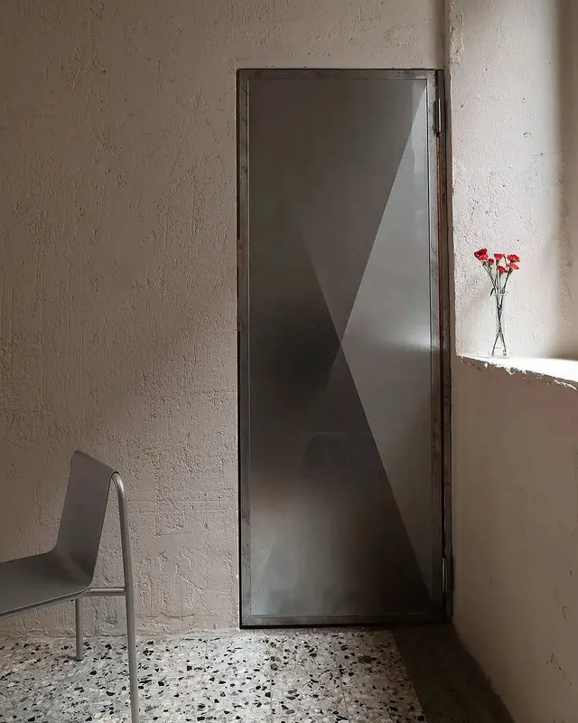 Minimalist Interior with Frosted Glass Door