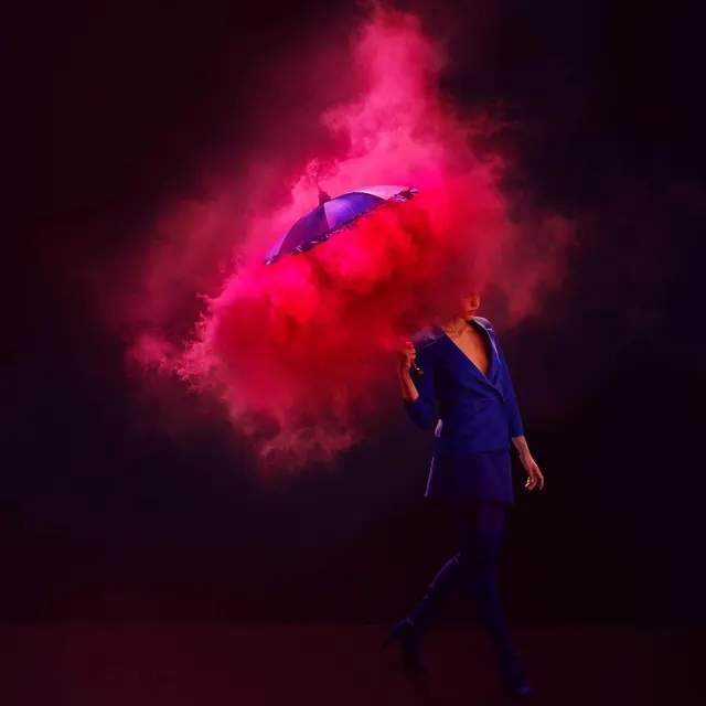 Abstract Red Smoke Portrait