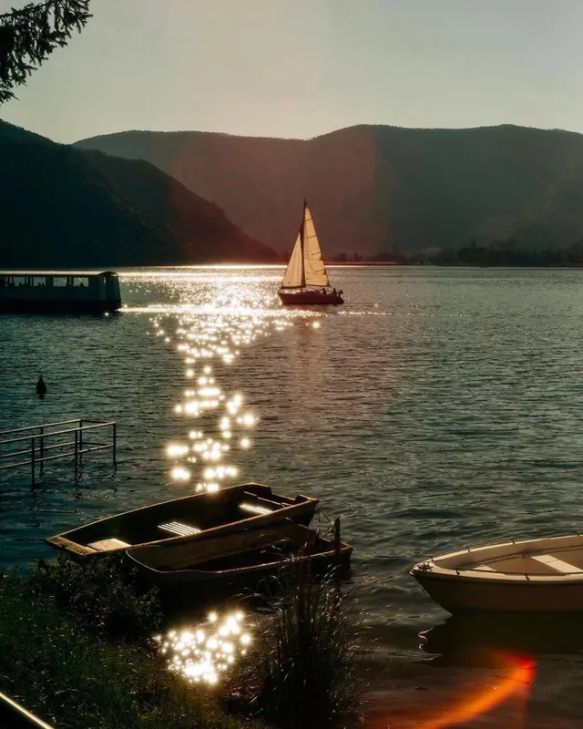 Lake Landscape with Sailboat