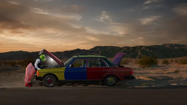 Surreal Desert Car Scene