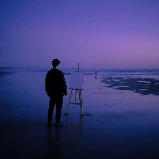 Silhouette on Beach at Twilight