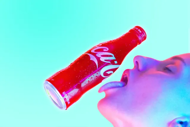 Nude Coca-Cola bottle photography, photographic, vibrant, vibrant