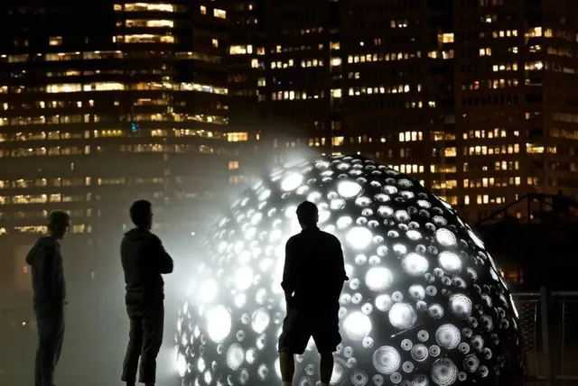 Nighttime Urban Sphere Installation