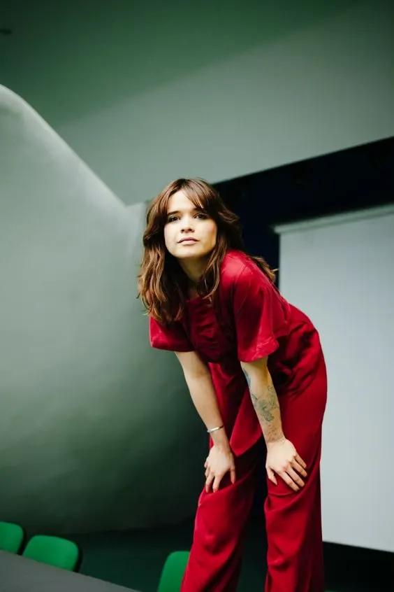 Model in Red Jumpsuit