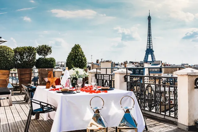 Parisian Terrace Dining Scene