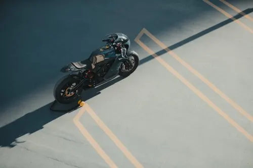 Motorcycle on Marked Surface