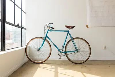 Blue Bicycle in Minimal Interior