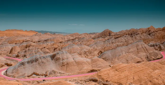 Desert Landscape with Winding Road