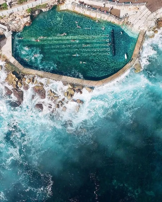 Aerial Coastal Pool View
