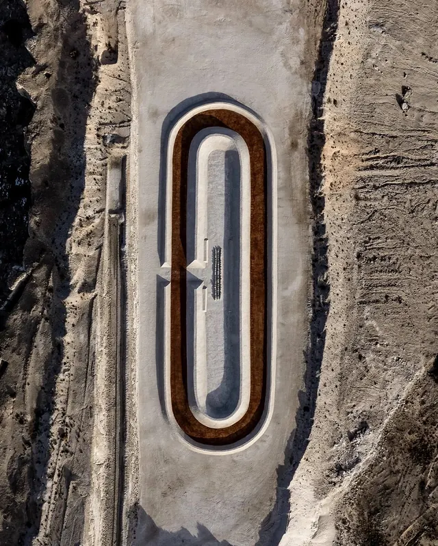 Aerial View of Oval Structure