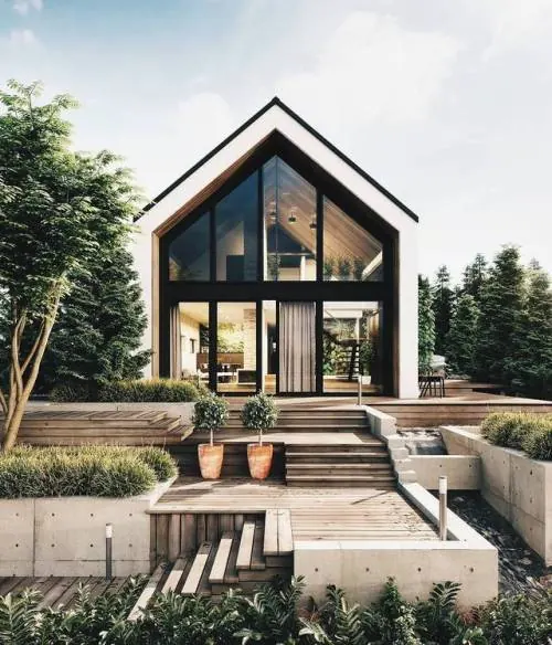 Modern A-Frame Cabin Exterior