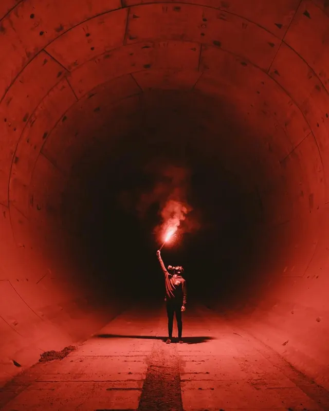 Red Tunnel Silhouette