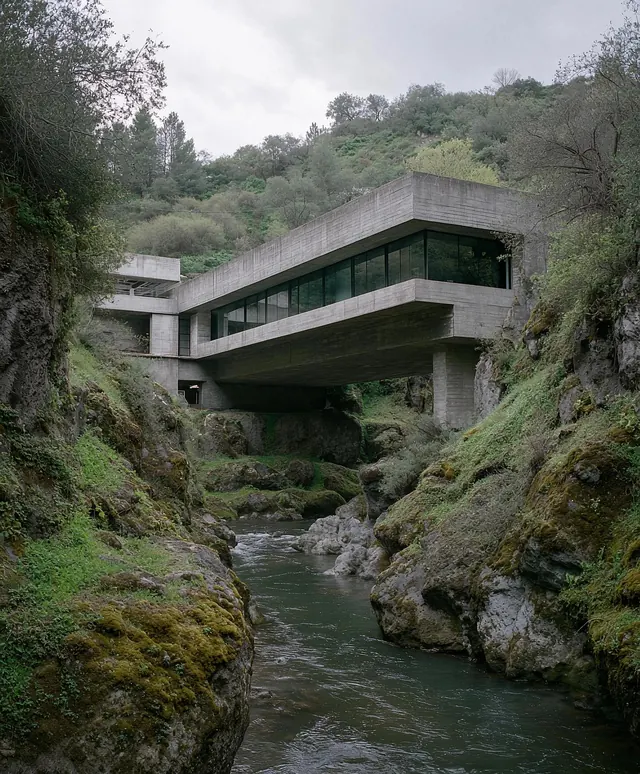 Modernist Concrete Structure in Nature