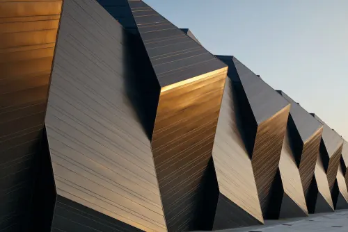 Geometric Architectural Facade, minimal, geometric, dark