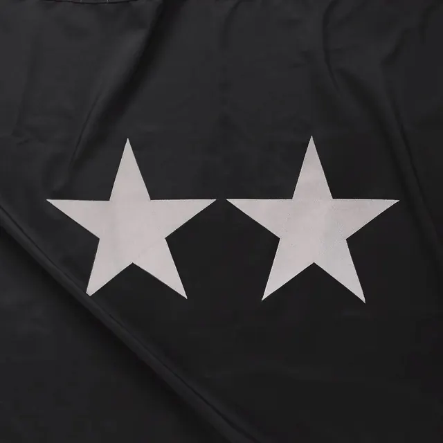 Two White Stars on Black Fabric