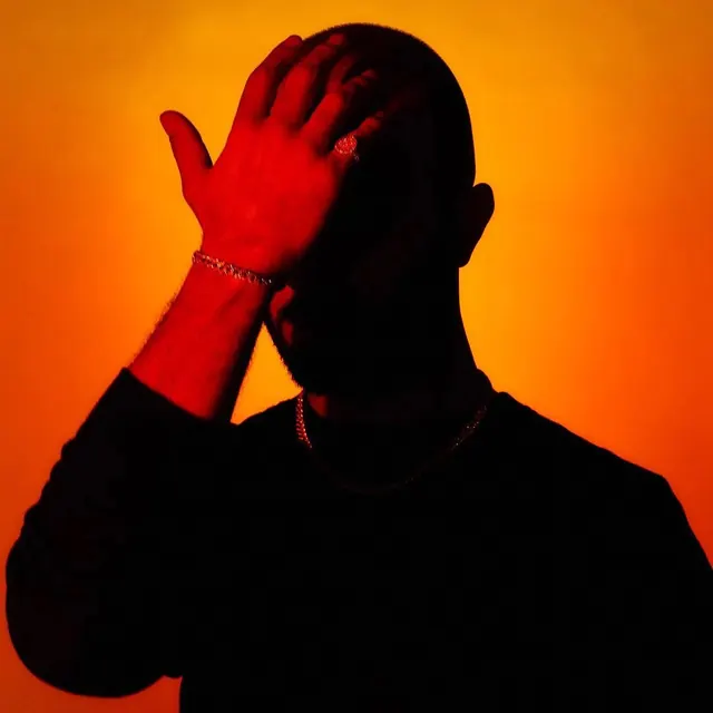 Silhouette with Red Light Overlay
