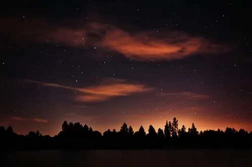 Night Landscape with Orange Clouds