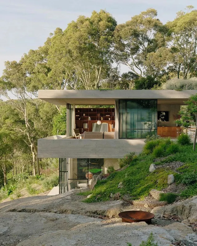 Modernist Glass House in Forest