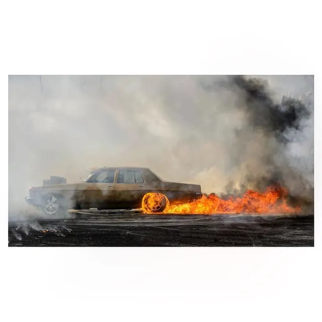 Burning Classic Car