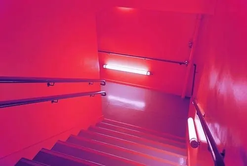 Red Lit Staircase