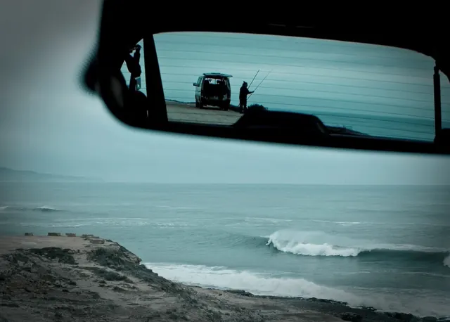 Beach Landscape through Vehicle Window