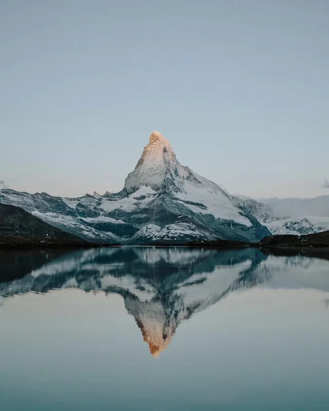 Matterhorn lake reflection, photographic, minimal, cool