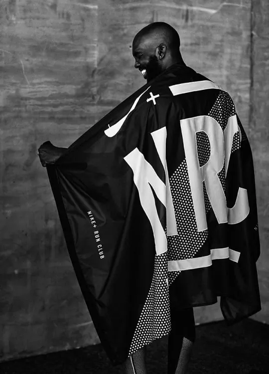 Nike Run Club cape portrait, photographic, minimal, monochrome