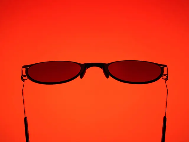 Red Sunglasses on Red Background