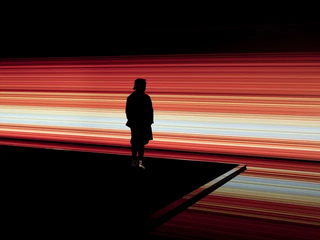 Silhouette on Abstract Light Lines