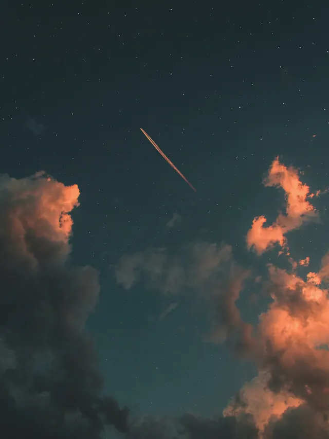 Twilight clouds framing starry sky, photographic, organic, cool