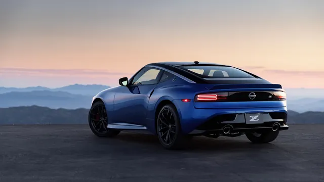 Blue Sports Car at Dusk
