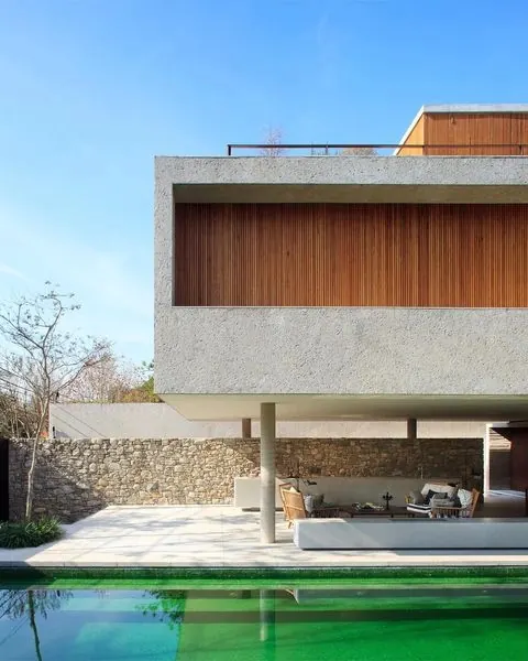 Modernist Architecture with Wood and Concrete