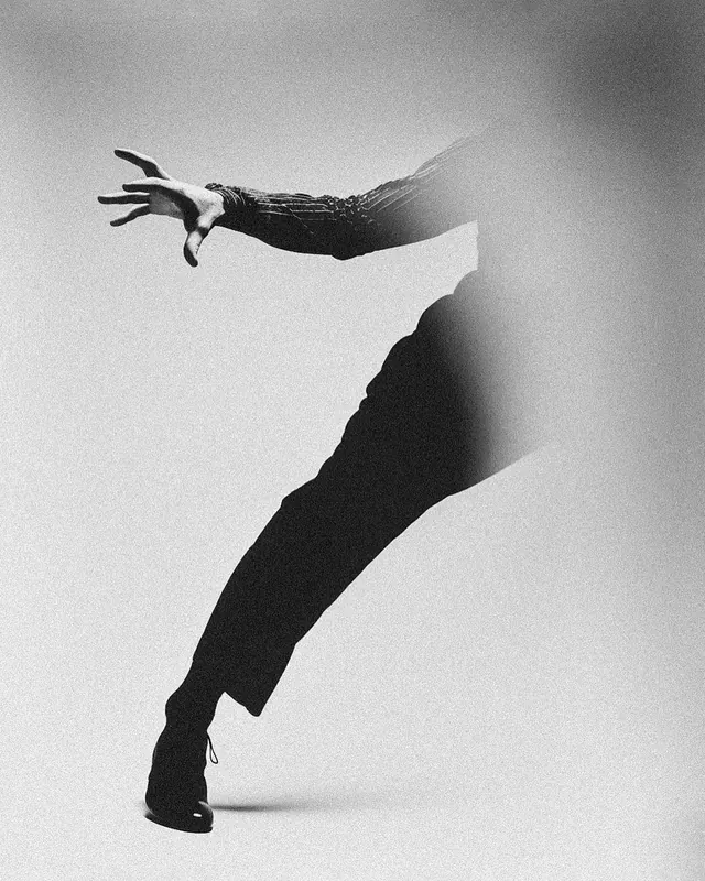 Grainy dance gesture monochrome blur, photographic, abstract, monochrome