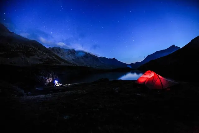 Mountain Camping at Night