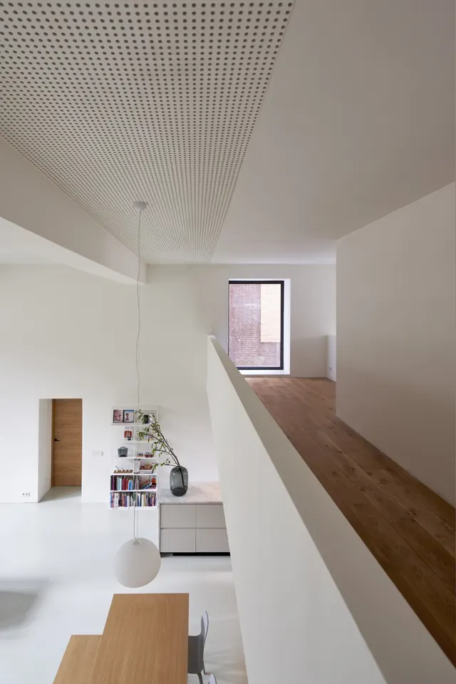 Minimalist white loft interior, minimal, photographic, light